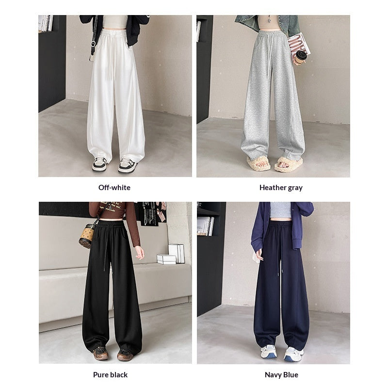 Womens High-waisted Draped Loose-fitting Wide-leg Pants
