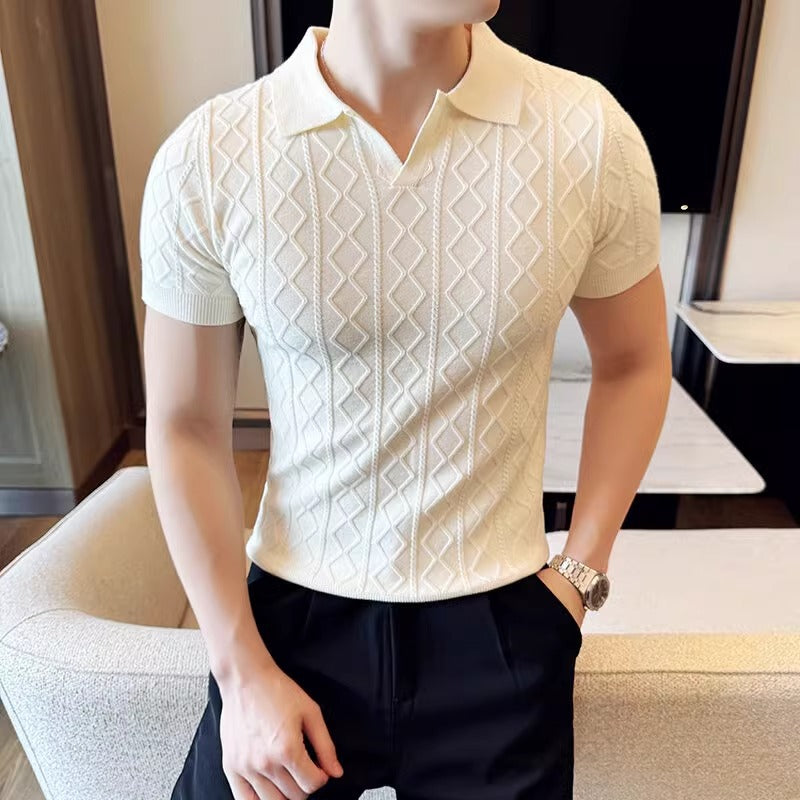 Mens Textured V-neck Shirt
