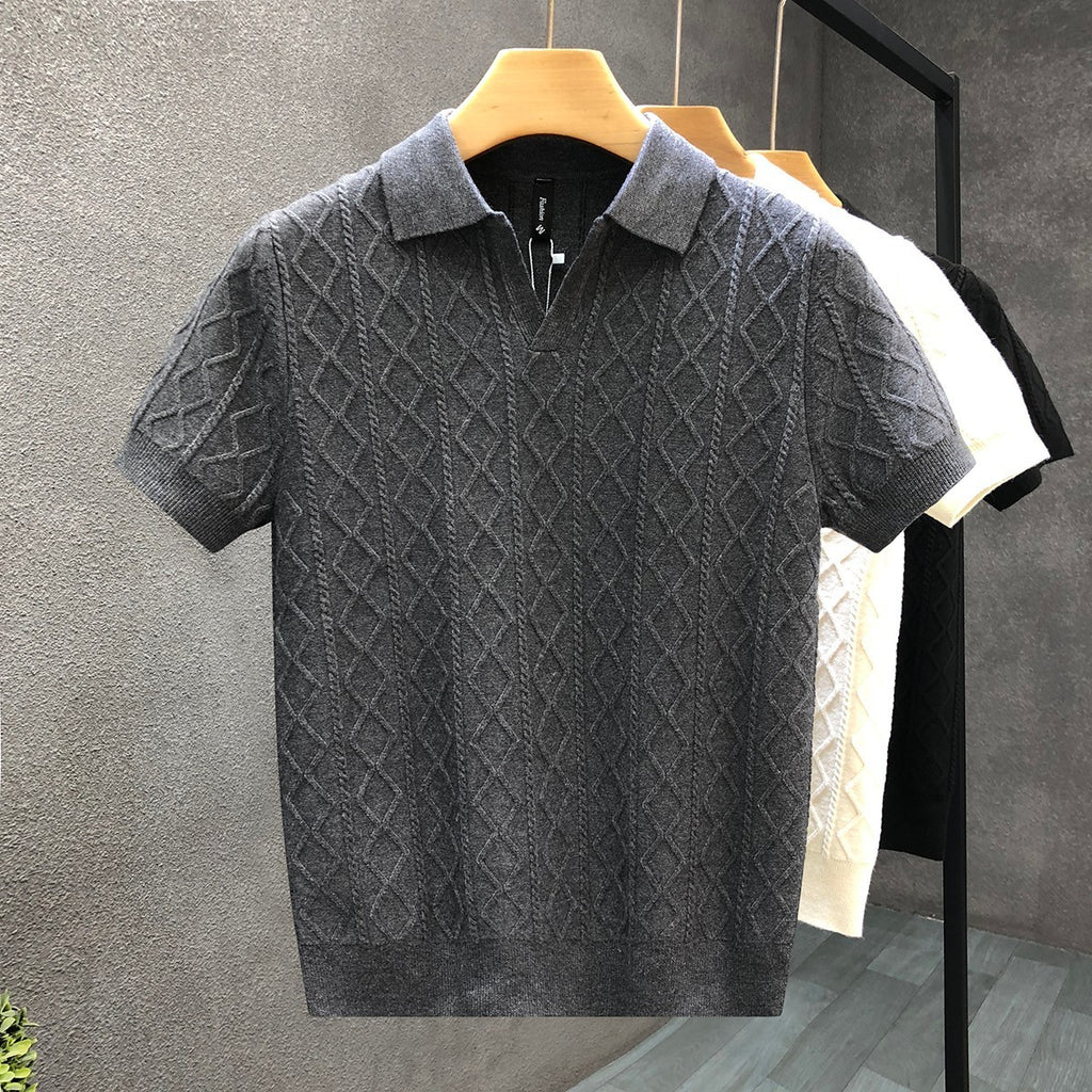 Mens Textured V-neck Shirt