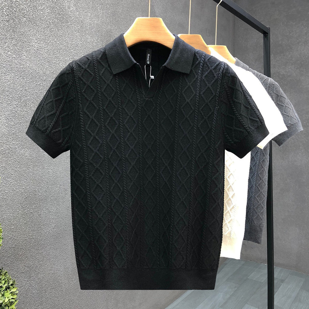 Mens Textured V-neck Shirt