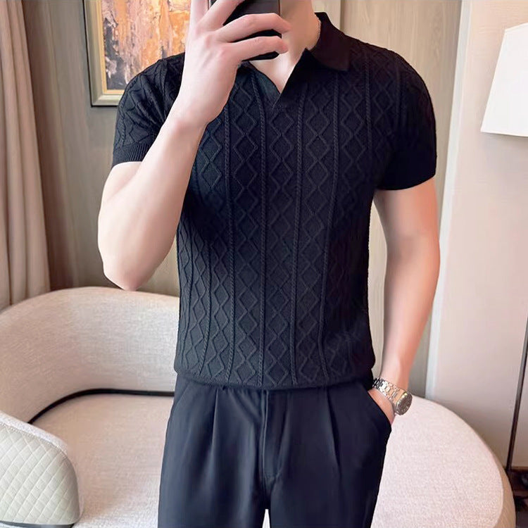Mens Textured V-neck Shirt