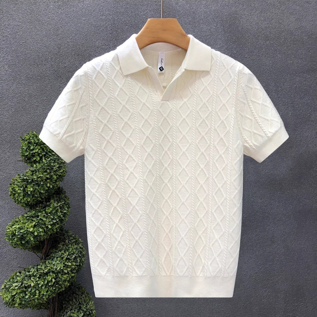 Mens Textured V-neck Shirt