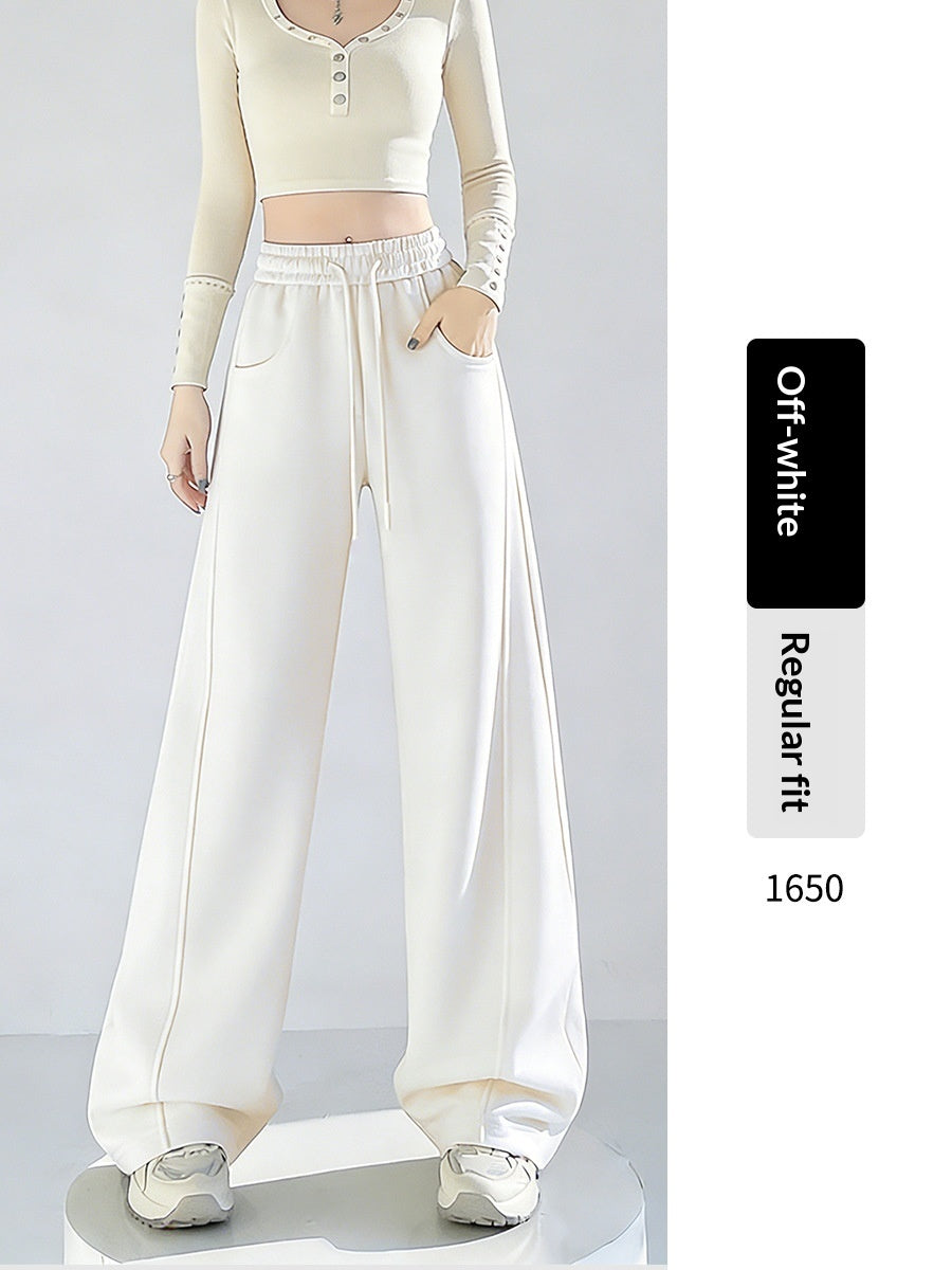 Womens High-waisted Draped Loose-fitting Wide-leg Pants