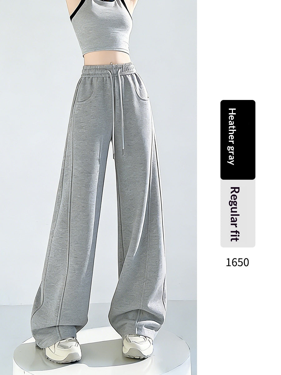 Womens High-waisted Draped Loose-fitting Wide-leg Pants