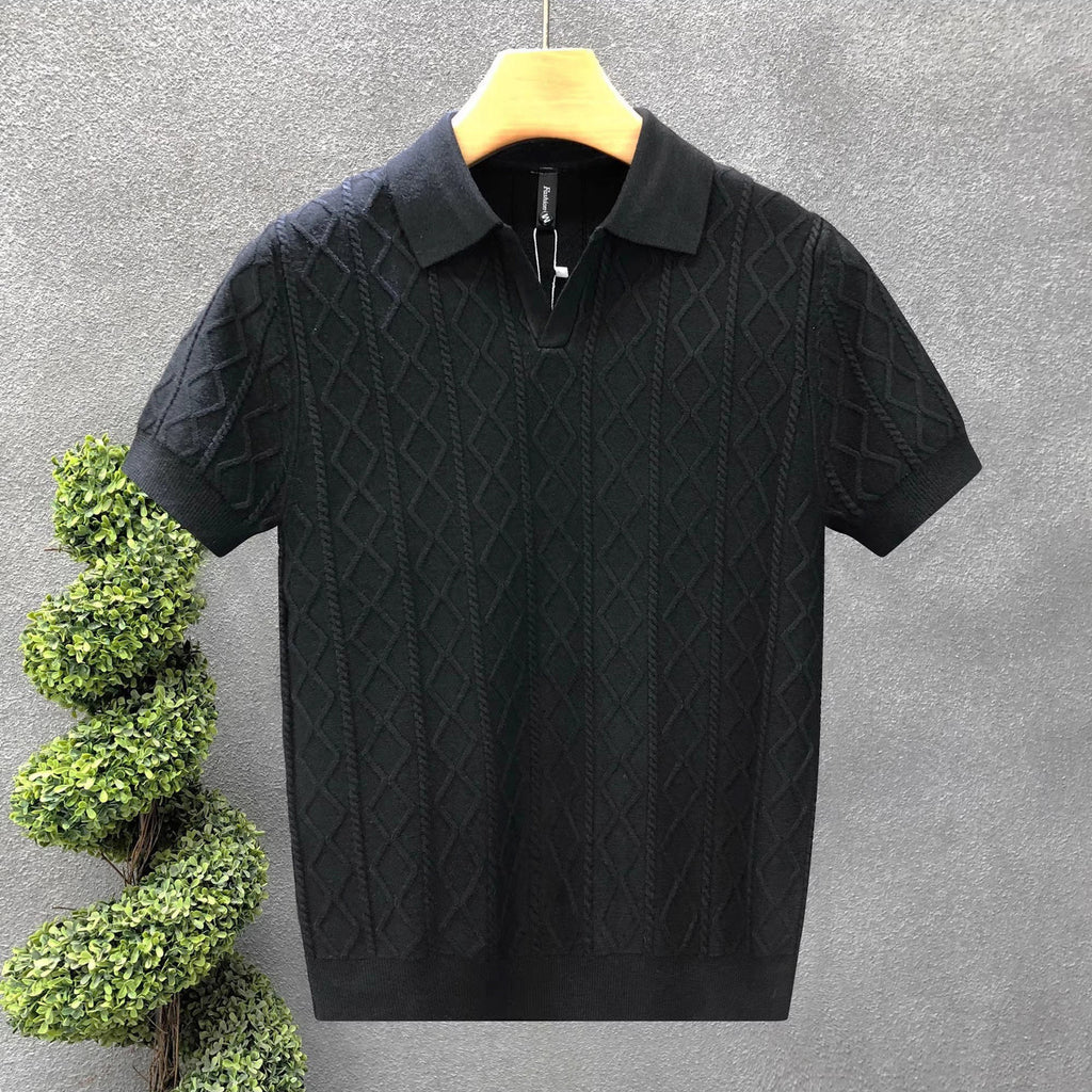 Mens Textured V-neck Shirt