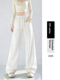 Womens High-waisted Draped Loose-fitting Wide-leg Pants